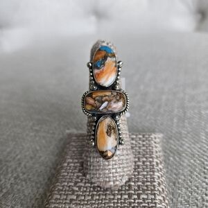 Spiny Oyster Turquoise Sterling Silver Ring Size 8